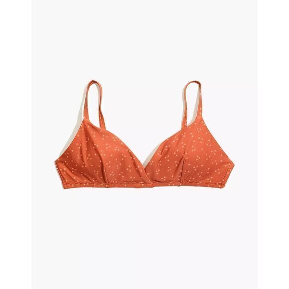 NEW: Madewell Second Wave Tie-Back Bikini Top in Night Stars, Afterglow red, XL - Picture 2 of 7